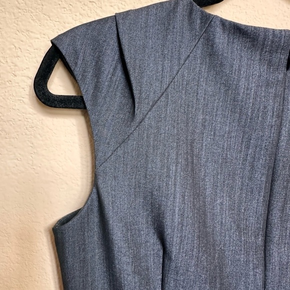 Calvin Klein Blue Ruched Asymmetrical Sheath Dress - Picture 6 of 16